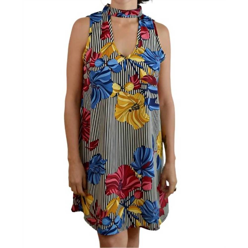 NEW SUN & MOON floral choker sleeveless mini dress in ivory black